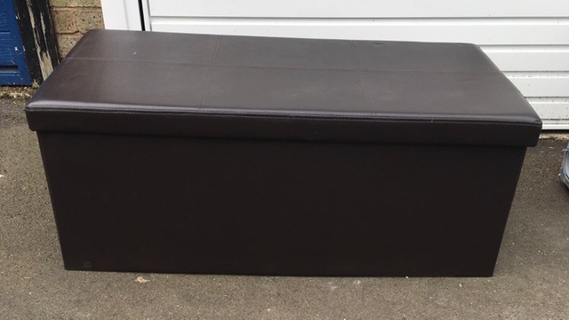 Brown Faux Leather Ottoman
