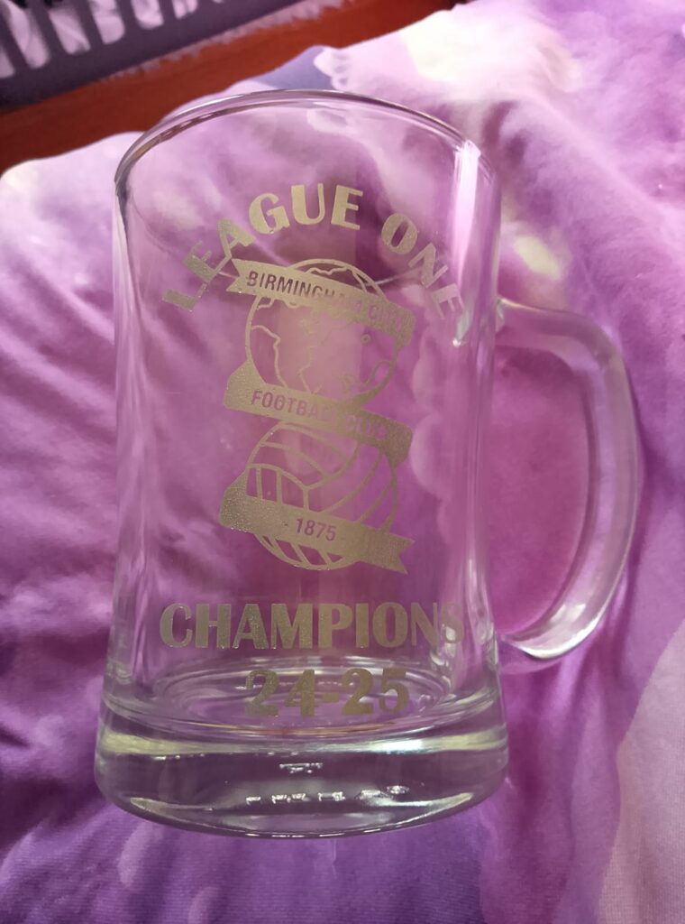 Prepare and celebrate the new renaissance for West Midlands football and win this fantastic decorated pint glass only at Millwoods Tuesday Auction. From 12 noon Vendors and sellers can put their items in. 5pm Public can view items so far. 7pm Auction starts